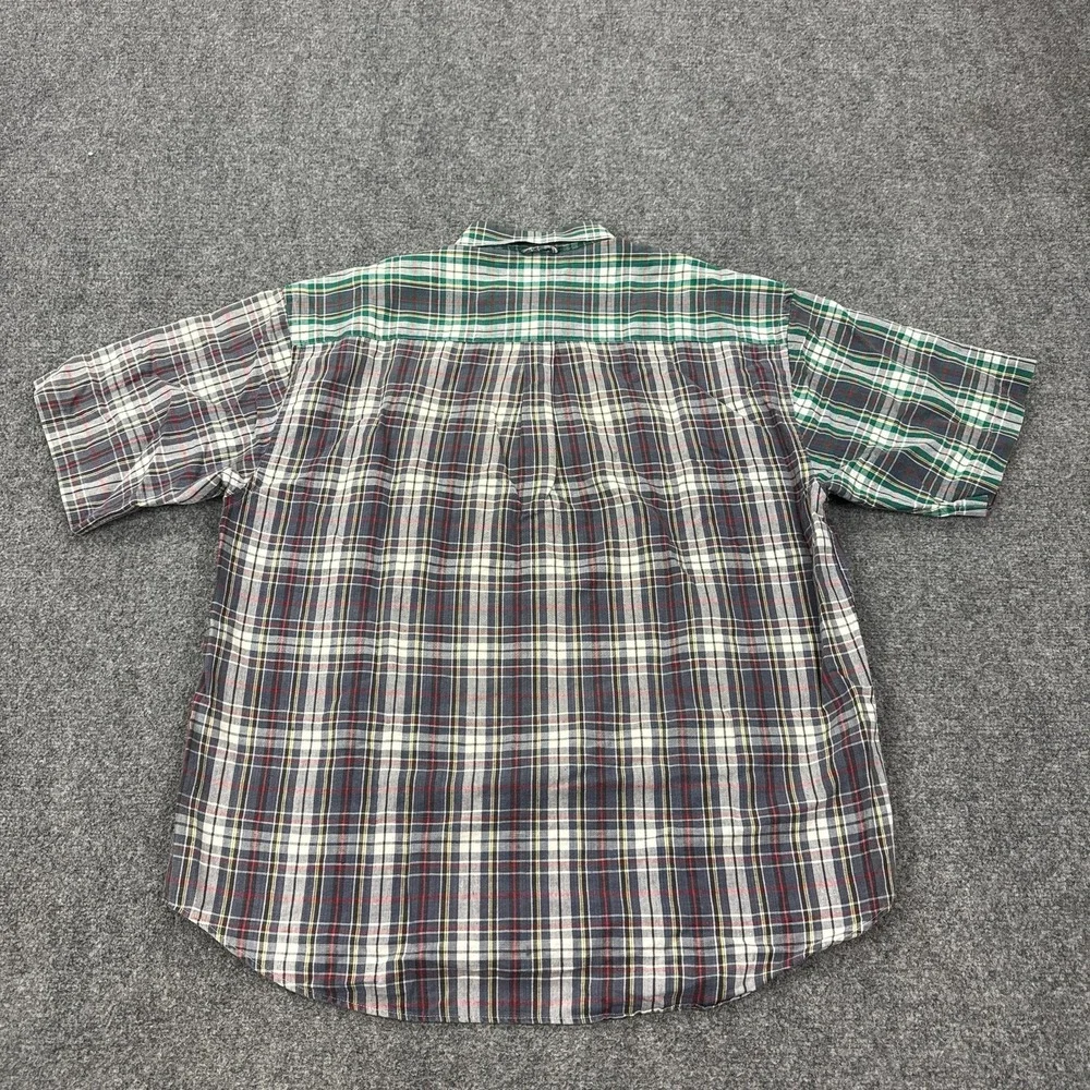 Vintage Siegfried Shirt Mens XL Multicolor Plaid Linen Short Sleeve Button Front
